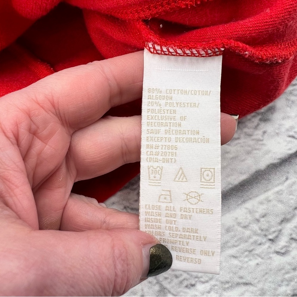 Tommy Hilfiger XL Classic Velour Full Zip Up Hoodie Red Soft & Cozy - Picture 6 of 8